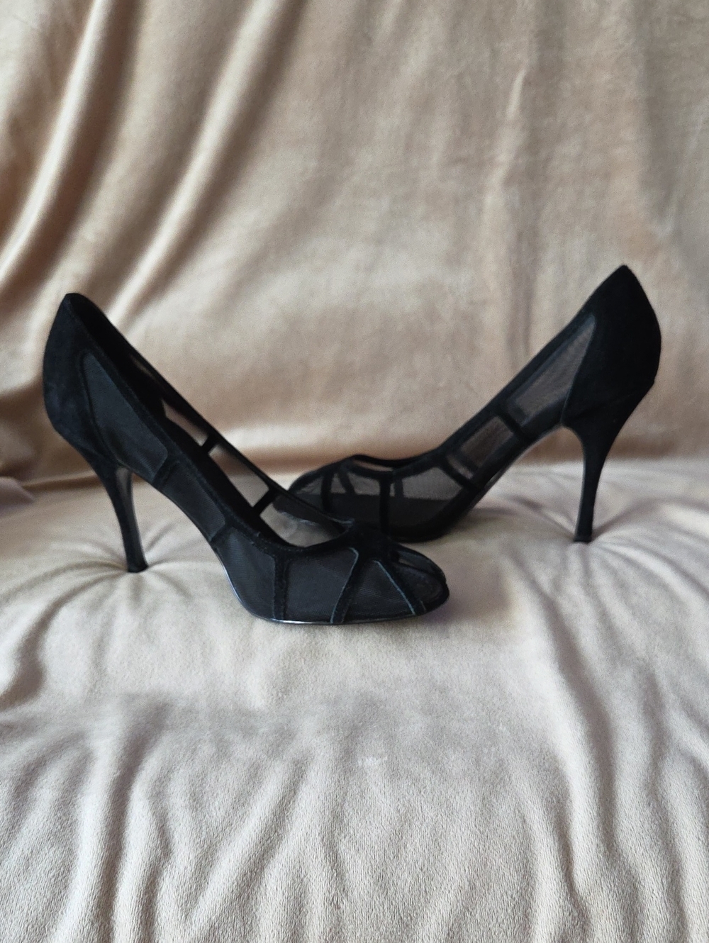 BCBGirls Black Peep-Toe Suede High Heels